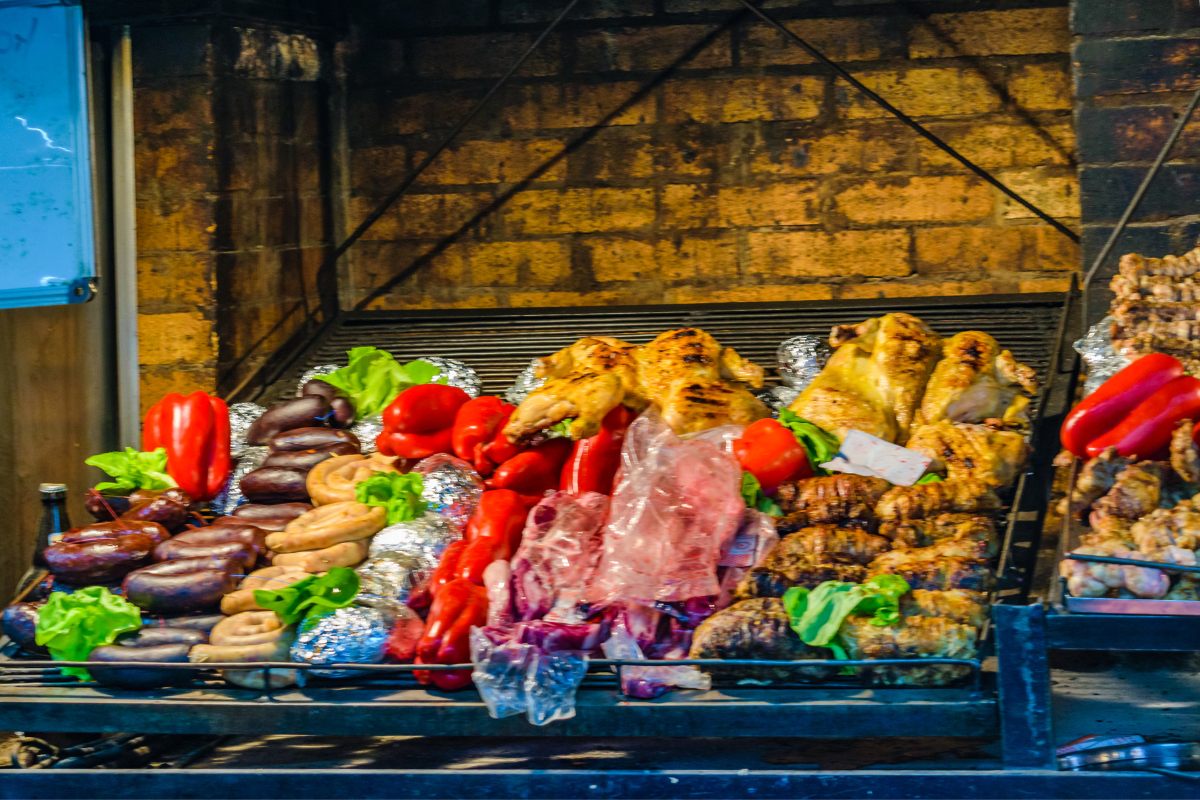 Ingredients of a Uruguayan barbecue in a market.