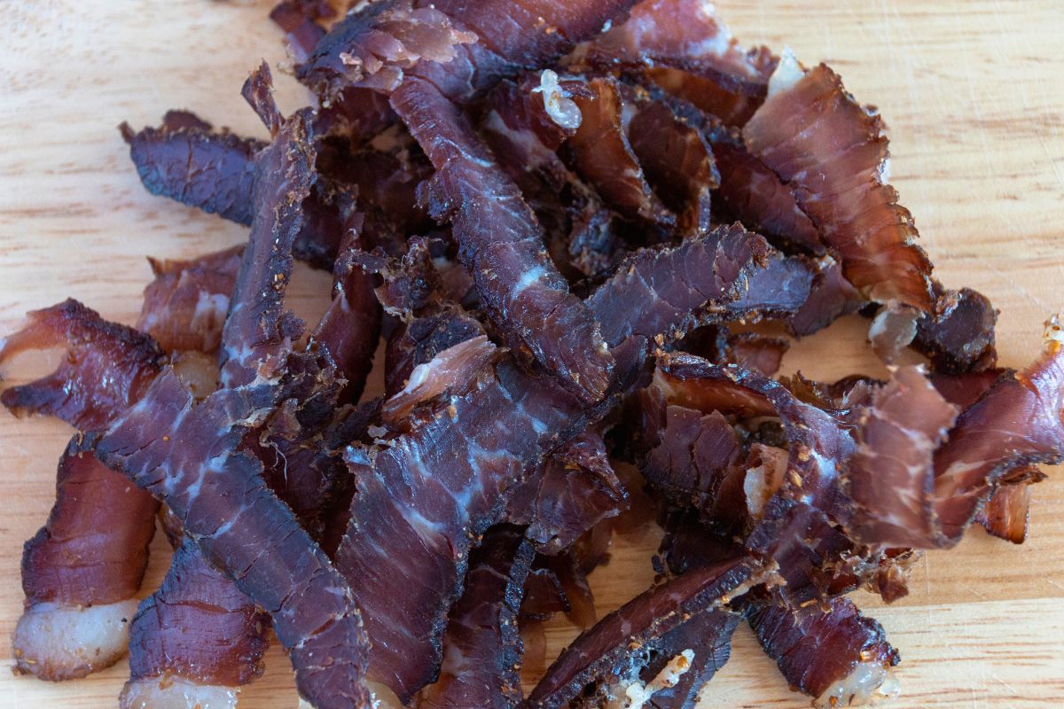 Biltong, a type of cured meat from South Africa.