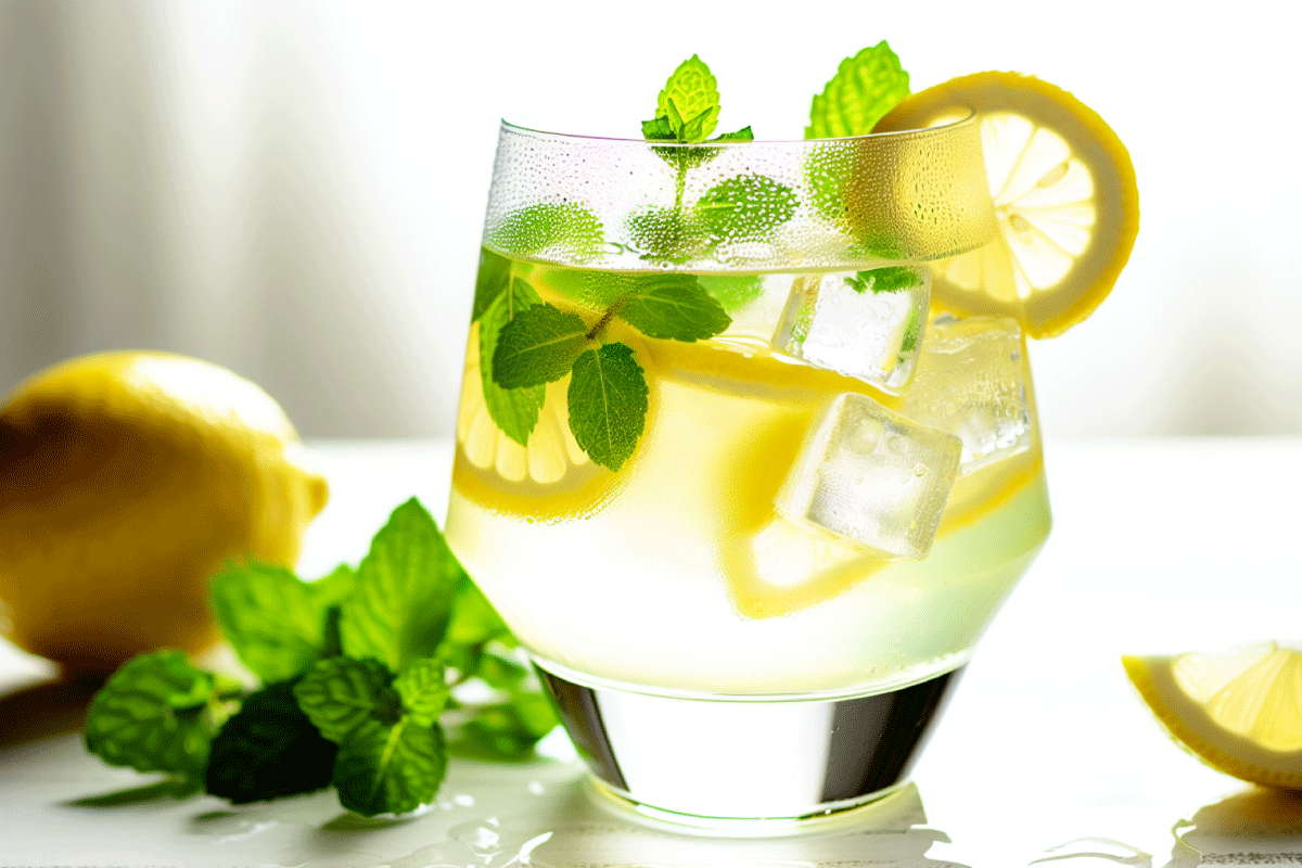 Limonada refrescante con hierbabuena