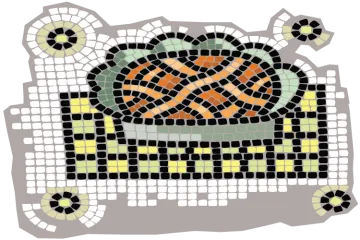 Pan decorado con trenzas, mosaico.