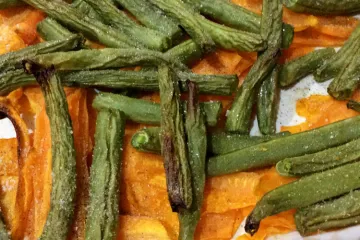 Judías verdes y zanahorias asadas.