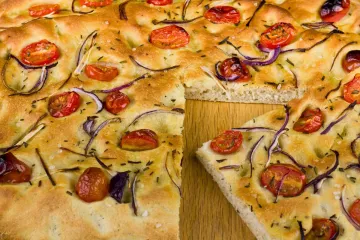 Detalle de pan foccacia.