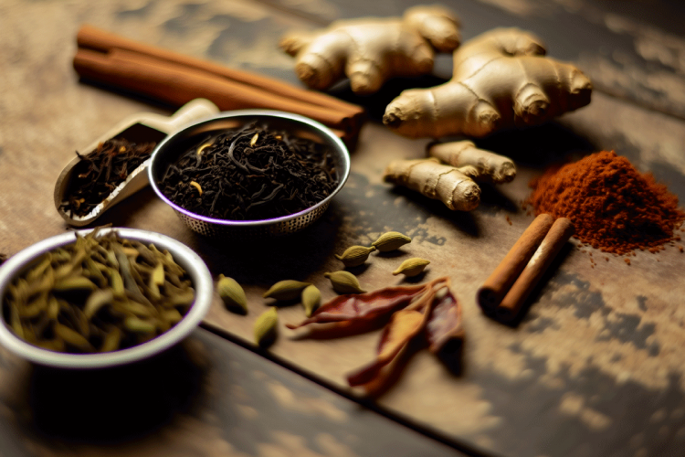 Ingredientes del masala chai, o té chai.
