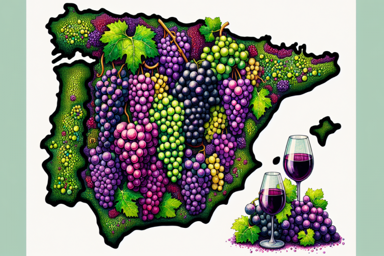 Alegoría de las uvas autóctonas de España.