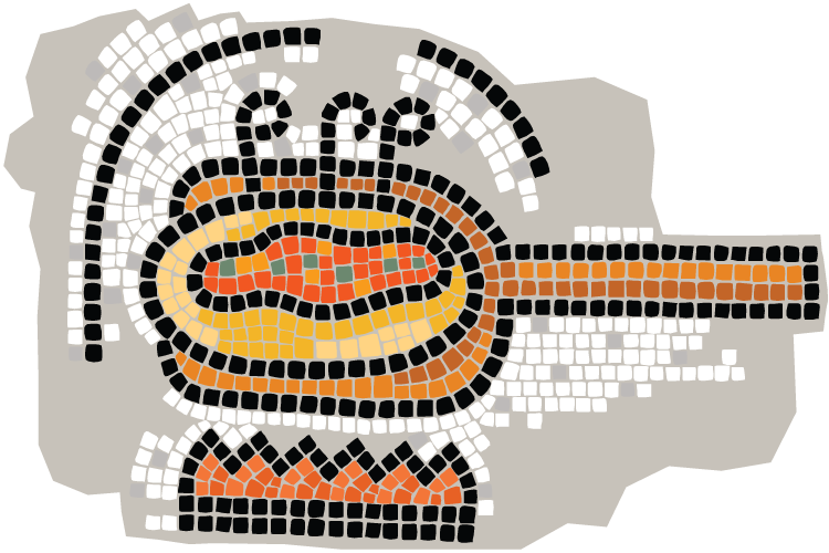 Comida humeante, mosaico.