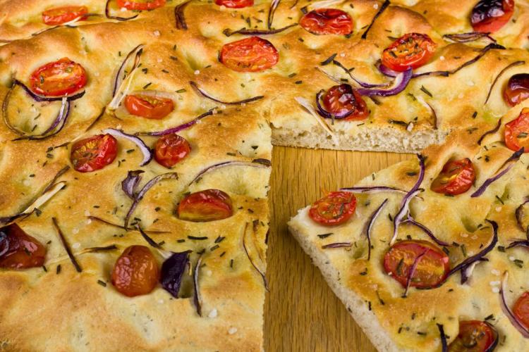 Detalle de pan foccacia.