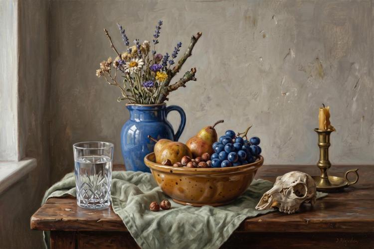 Un bodegón pintado al estilo del siglo XX.