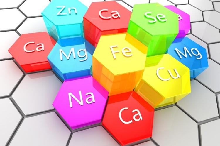 Diseño abstracto sobre minerales en nutrición.