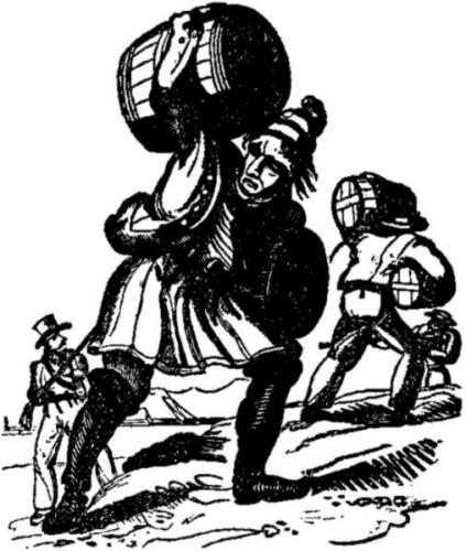 Piratas cargando ron.