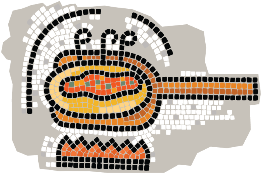 Comida humeante, mosaico.