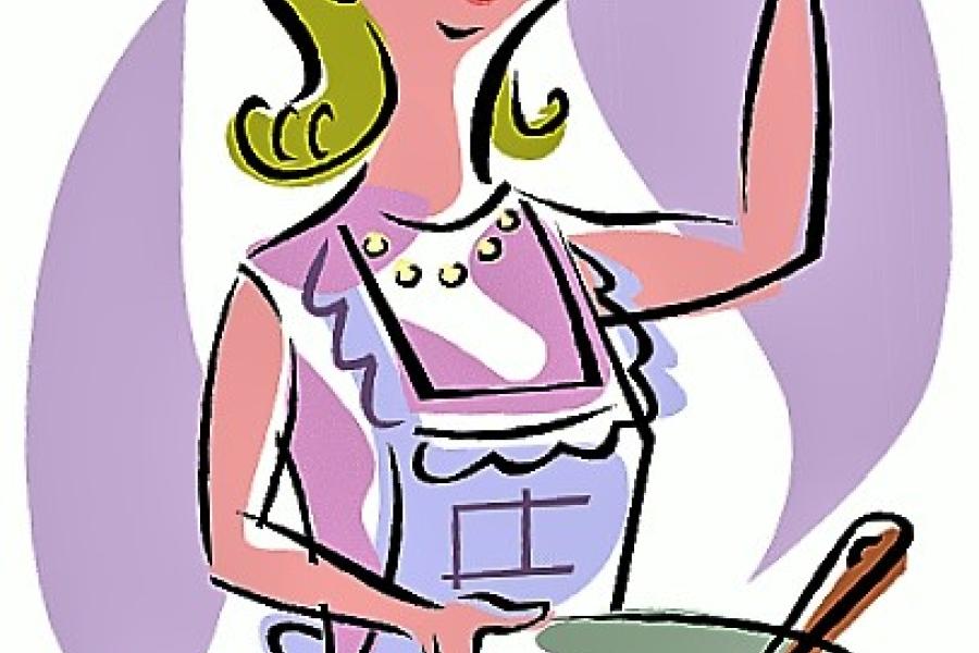 Dibujo de una mujer midiendo ingredientes.
