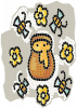 Mosaico con miel en una jarra,.