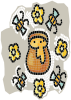 Mosaico con miel en una jarra,.