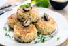 Tortitas de arroz con champiñones.