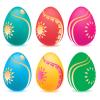 Filas de huevos de Pascua de diversos colores; dibujo.