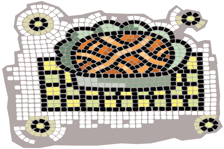 Pan decorado con trenzas, mosaico.