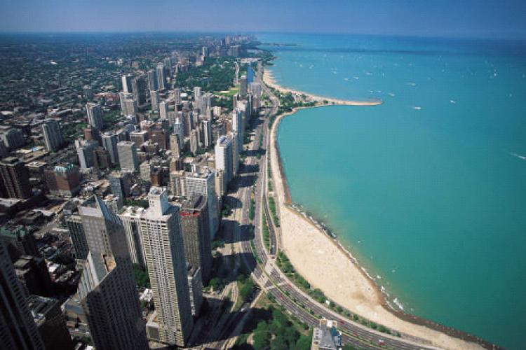 Costa del lago en Chicago, Illinois.