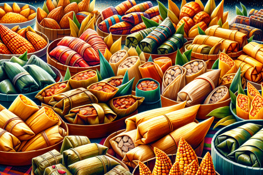 Variedad de tamales salvadoreños.