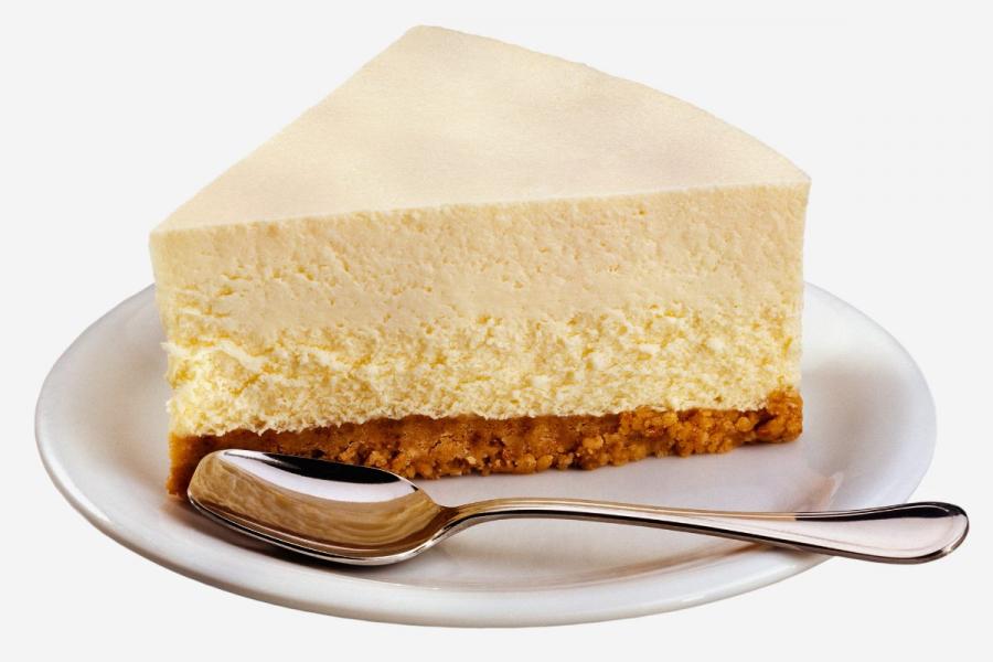 Una porción de tarta de queso sin horno.